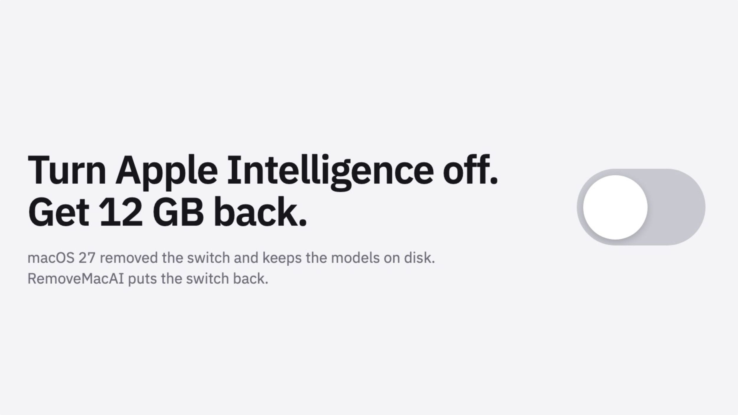 Νέο εργαλείο σβήνει το Apple Intelligence και ελευθερώνει έως 12GB